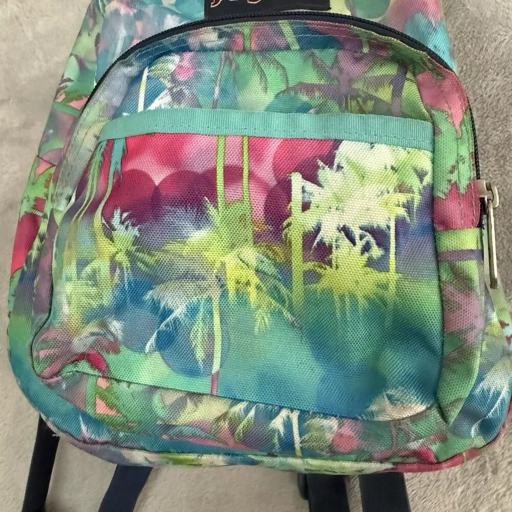JanSport Half Pint Mini Backpack Palm Tree Tropical Print Adjustable Straps